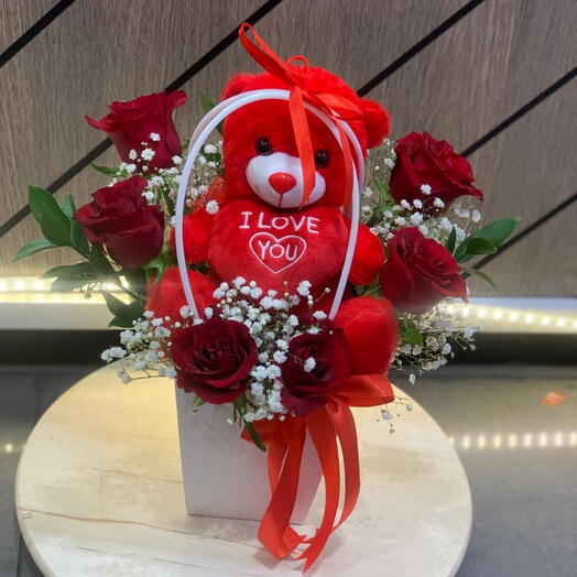 Red Rose Bag with Teddy