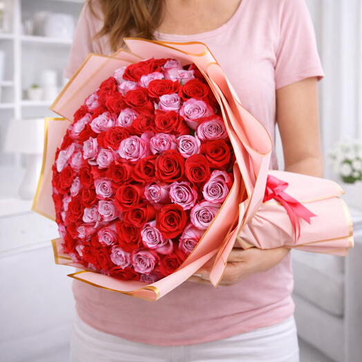 Passion in Bloom Красный   Фиолетовый букет из 101 розы