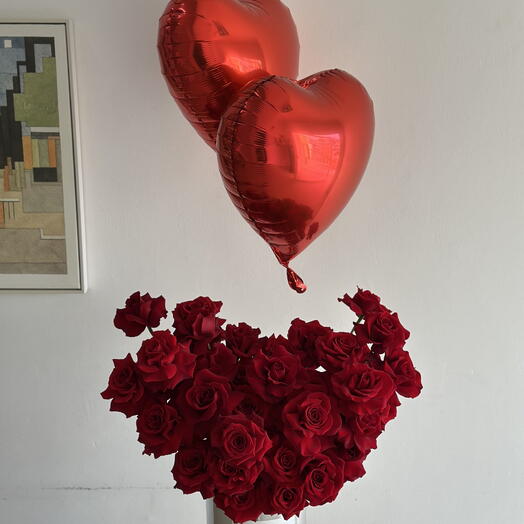 Luxury Red Box with Heart Balloons