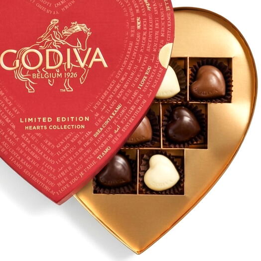 Подарочная коробка шоколада Godiva в форме сердца | Роскошный шоколадный подарок в Дубае