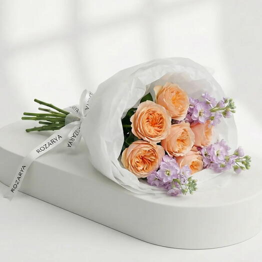 Персик   Лавандовый Луг: Ароматная Садовая Роза   Маттиола Люкс