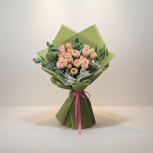 Peach Spray Roses Hand Bouquet
