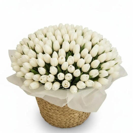 Nuwaira_ 201White Tulips Luxury Basket