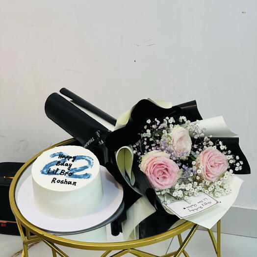 Premium Pink Rose Bouquet   Bento Cake Set – Birthday Special 1150
