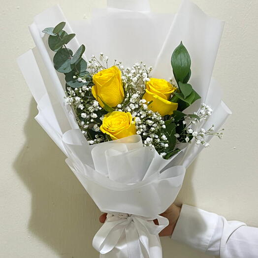 3 Yellow  Rose Bouquet
