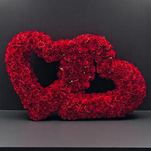 Heartfelt Symphony – 777 Roses Embrace Double Heart