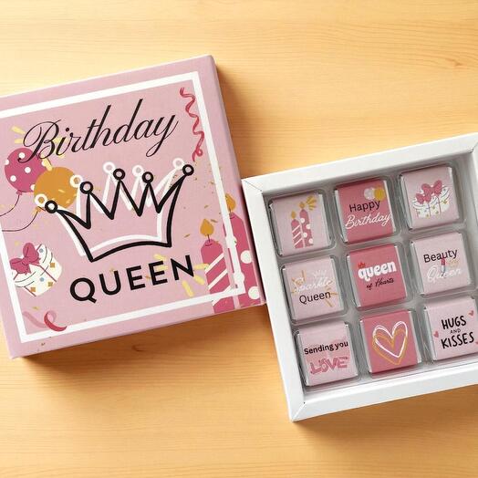 Шоколадная коробка «Королева дня рождения» – Роскошный подарок на день рождения для неё