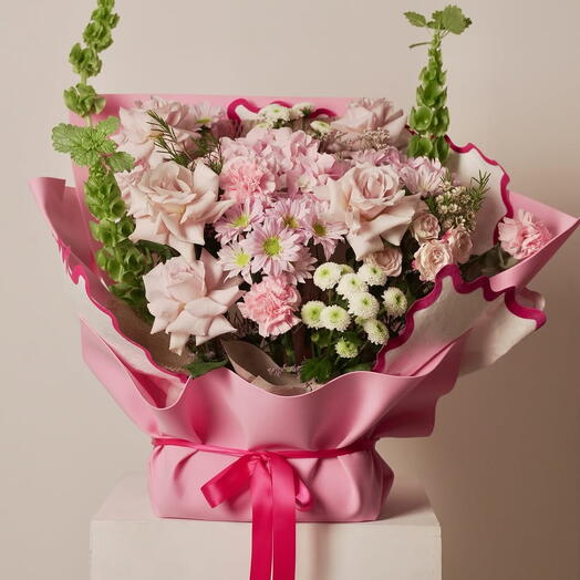 Delulu Dreamgirl – Pink Hydrangea, Blush Roses   Soft Chrysanthemum Bouquet | Birthday  Anniversary  Love  Apology