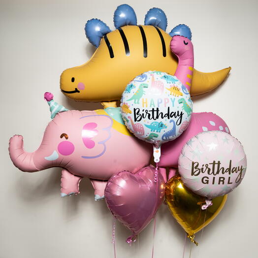 Фольгированный набор шаров 'Dino Party' для именинницы 7385