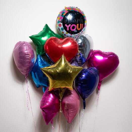 Набор фольгированных шаров «Спасибо», сердечки и звёзды  7511