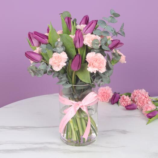 Passion 21 Tulips and Carnations In Vase