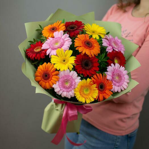 Colorful Cheer: 15 Mini Gerberas Bouquet - 1975