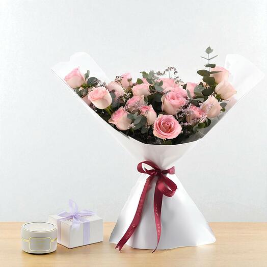 24 Pink Roses   Rasasi Raqiya Bakhoor Gift