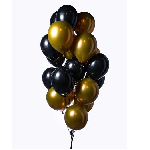 15 гелиевых шаров чёрные   золотые