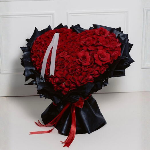 All my Love- 201 red rose in heart shape
