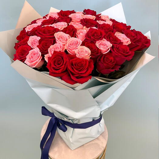 70 Premium Red and Pink Roses Mix Bouquet