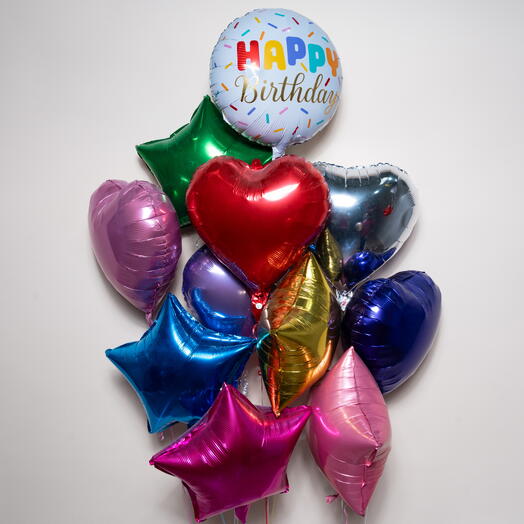 Набор фольгированных шаров Sprinkle Happy Birthday звезда и сердце 7508