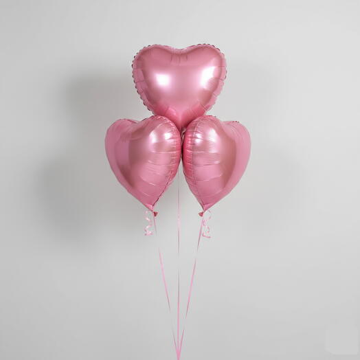 3 Pink Heart Foil Balloons – 18 Inch | Helium Filled Set - For Her - Galentines Gift