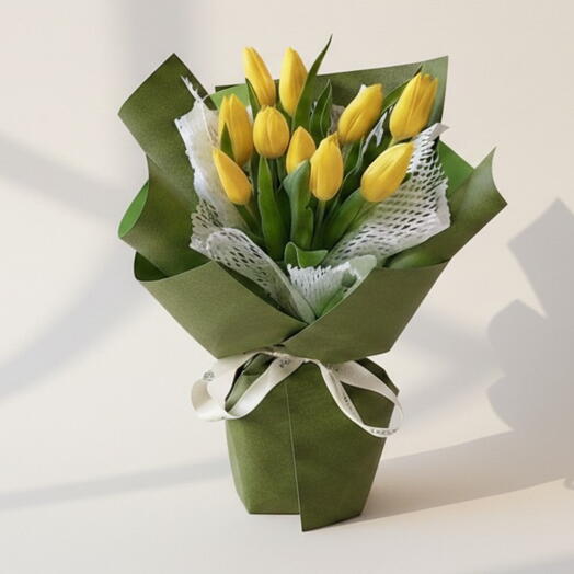 Жёлтые тюльпаны — радостная весенняя композиция