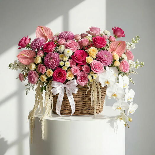The Majestic Orchid Garden: Grand Multi-Textured Basket