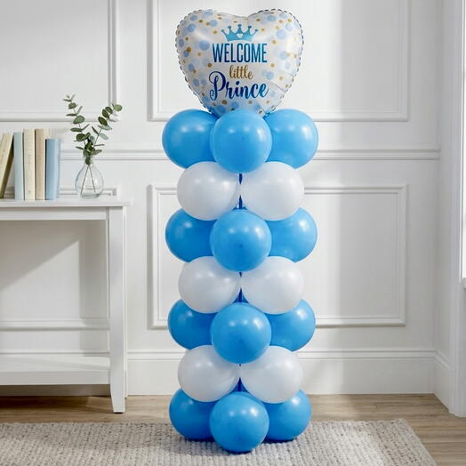 Baby Boy Heart Balloon Set – Blue   White (32 pcs)