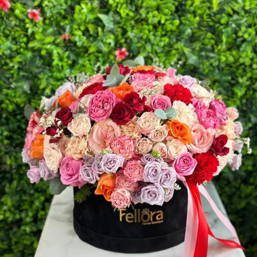 Цветочная коробка Микс цветов-5201