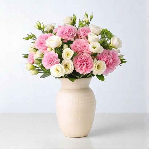 Ceramic vase flowers arrangement