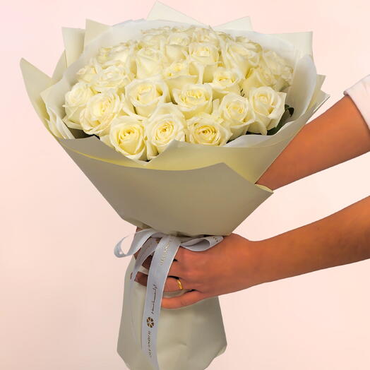 Bouquet de 24 roses blanches