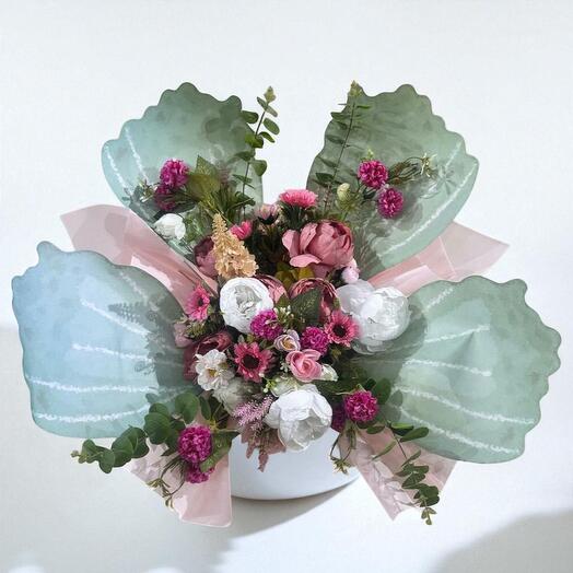 Butterfly Fairy Bouquet – Enchanting Mix of Pink, White   Purple Flowers in Fantasy Style