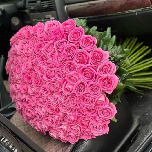 Ramo de lujo de 100 rosas rosa tamaño XL