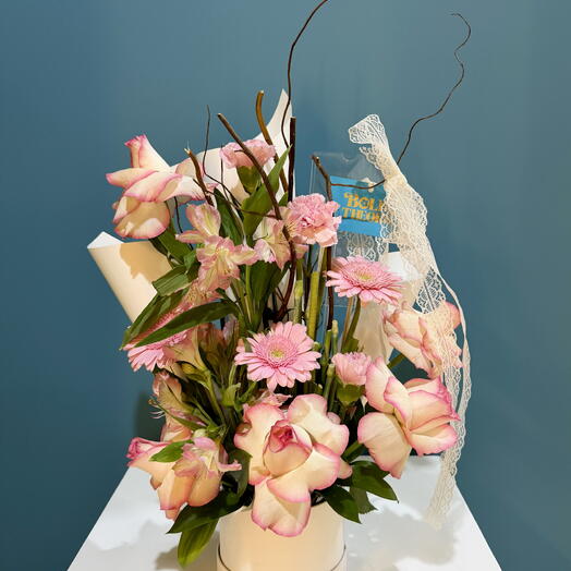 Lacy rose - baby girl arrangement, welcome back arrangment