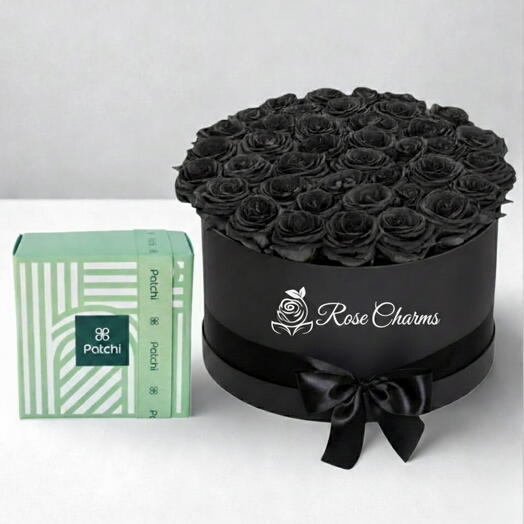 41 Black Roses and Patchi Chocolate Box Combo