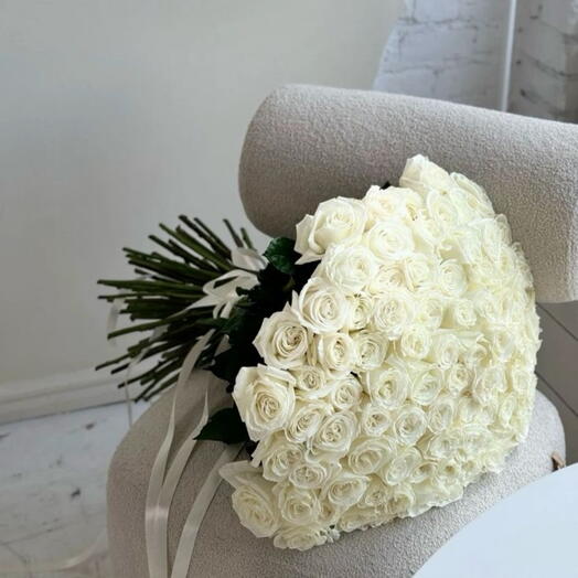 Premium 101 White Roses Bouquet - Unwrapped