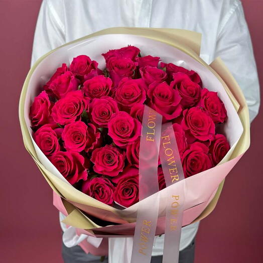 Blush Elite – 51 Dark Pink Garden Roses Bouquet