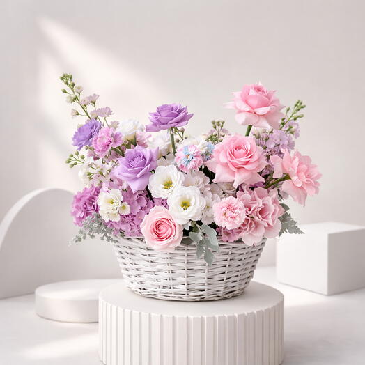 Blush Garden Luxury Pink and White Floral Basket