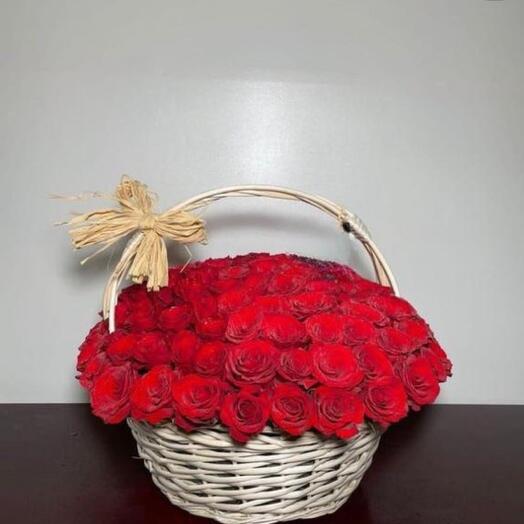 101 Red Roses In Basket - 529