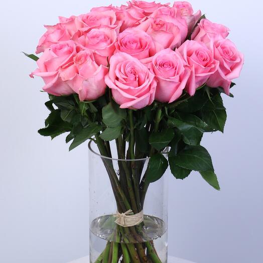 21 Pink Roses Vase -559