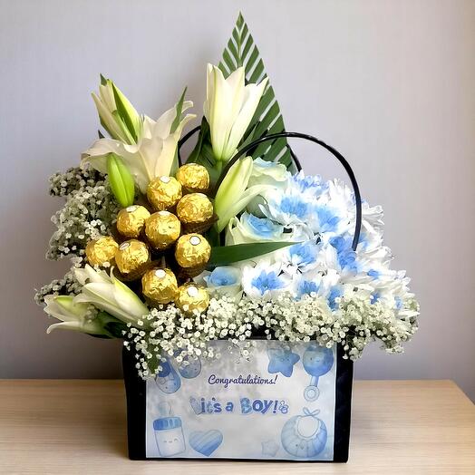 It s a Boy Bag with Flowers and Chocolates