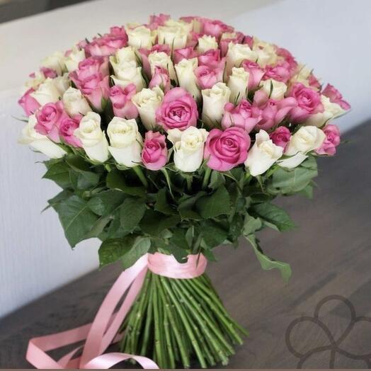 101 pink and white roses bouquet