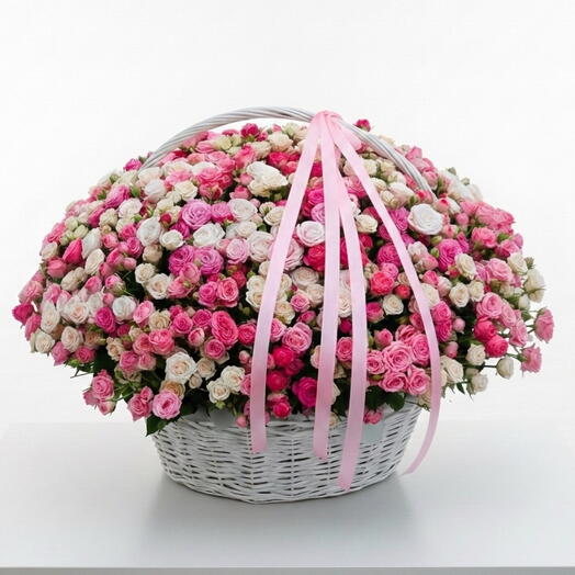 Eden Garden -753 микс спрей-роз в корзине