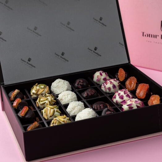 مجموعة سيجنتشر، علبة متوسطة الحجم من التمر المحشو بالشوكولاتة، 24 قطعة