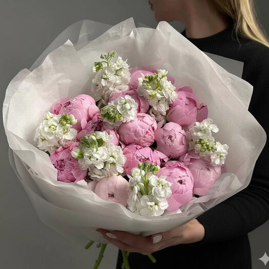 Premium Peony and Matthiola Bouquet