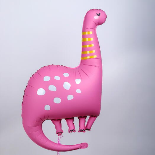 Милый розовый фольгированный шар в виде брахиозавра 7085