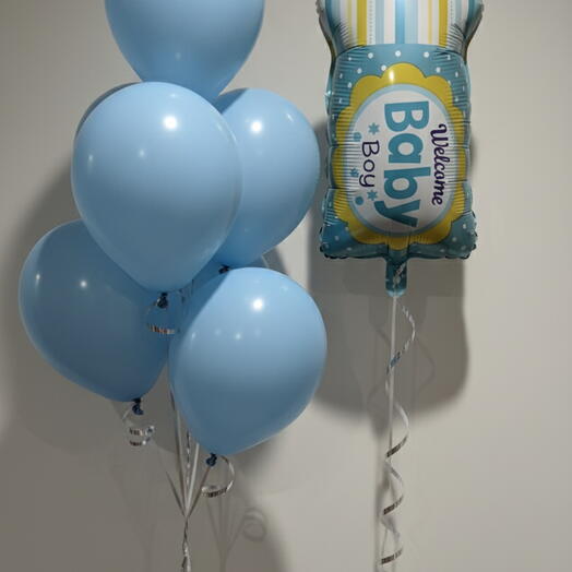 Welcome Baby Boy Bottle Balloons - New Born Helium Balloons