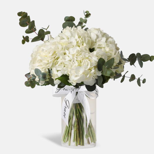 Белая гортензия в вазе