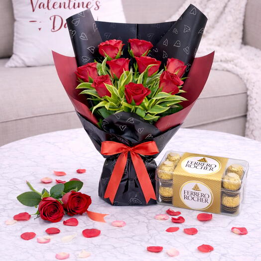 9 роз Pure Love   Шоколадные конфеты