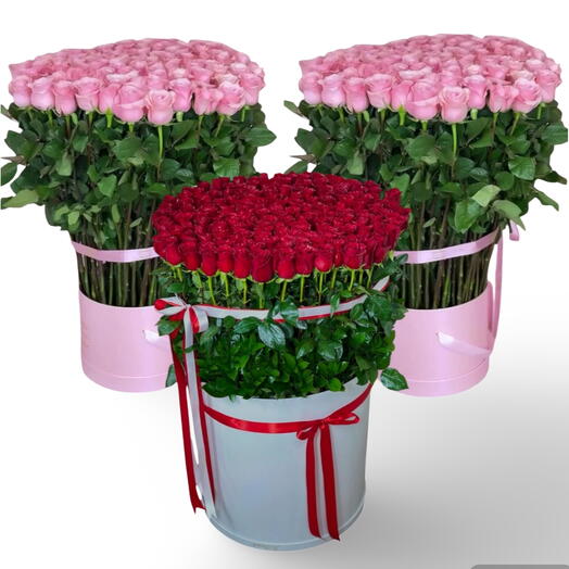 TRIO Большая коробка_ Валентиновая коробка с красными или розовыми розами