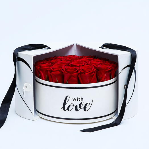 White Love Box 21 Red Roses