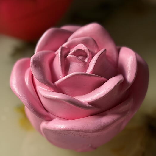 Scented Candle in a Pink Rose shaped Jar