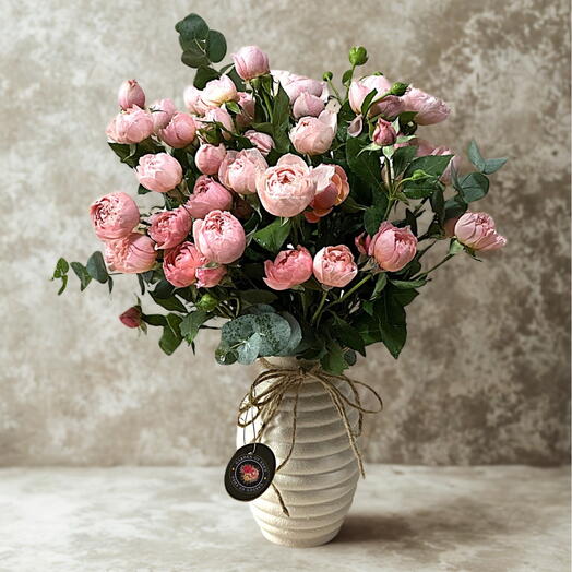 Juliet Bloom | 11 спрей-роз Juliet в элегантном керамическом горшке